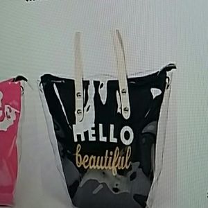 Pink Haley Clear tote with colored inside pouch